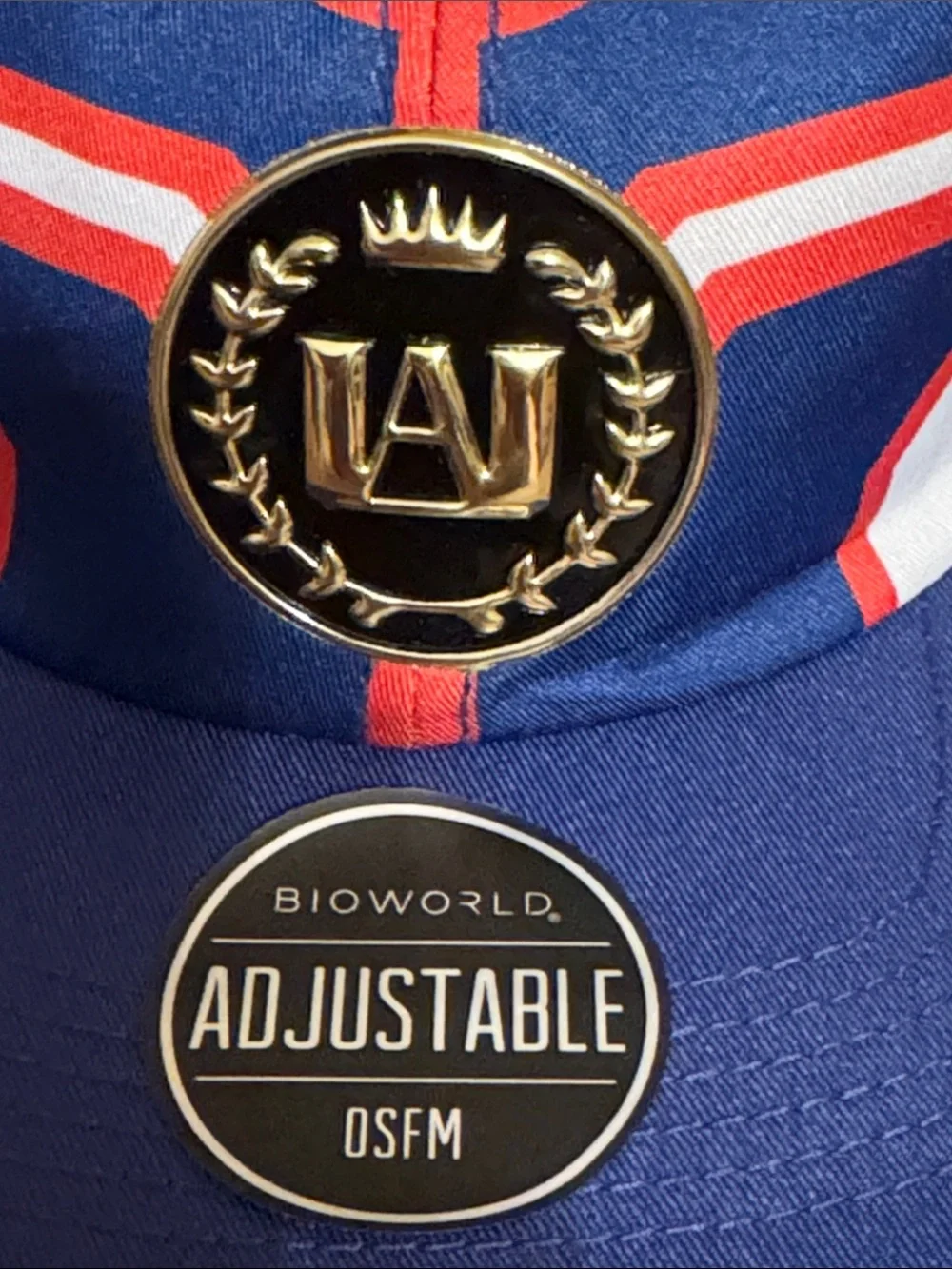 Bioworld Blue Snapback Hat with Red & White Accents and Gold Emblem